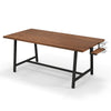 Rectangular 72-inch walnut dining table with metal legs and 2-bottle wine rack, perfect for 5-7 people in dining areas.