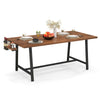 Rectangular 72-inch walnut dining table with 2-bottle wine rack, suitable for 5-7 people, ideal for kitchen or dining.