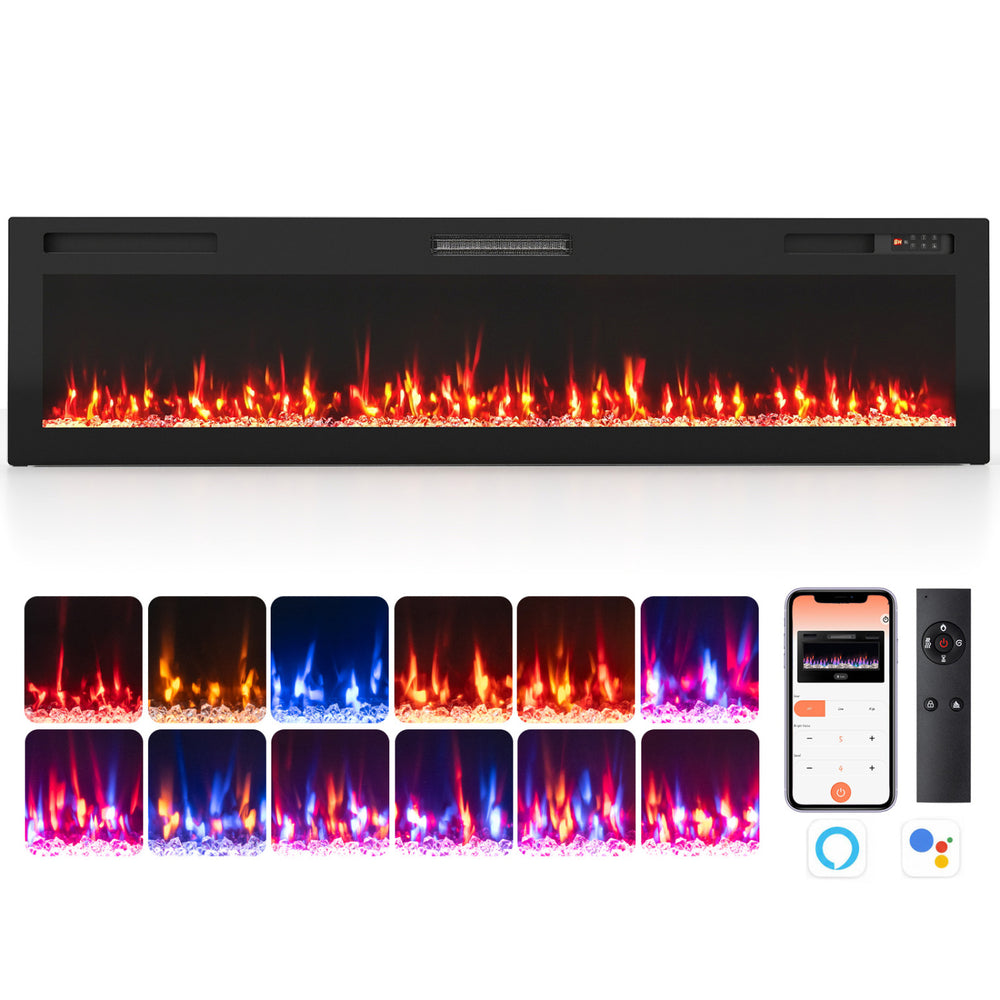 72 Inch Smart WiFi Electric Fireplace with Recessed and Wall Mounted - Gallery View 1 of 2