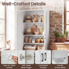 72-inch tall white kitchen pantry cabinet with 4-tier shelves, soft-close hinges, and convenient handles for organized.