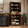 72 Inch Tall Modern Farmhouse Cupboard Cabinet with 4 Barn Doors-Coffee - Gallery View 1 of 10