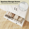 Spacious storage drawer of a 72-inch tall farmhouse cupboard cabinet with smooth metal slides for easy operation.