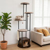 Multi-level cat condo with removable washable mats, large platforms, and a cozy private space for lounging and napping.