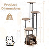 Multi-level cat condo features large platforms, a private condo, and removable washable mats in rustic brown for cozy lounging.