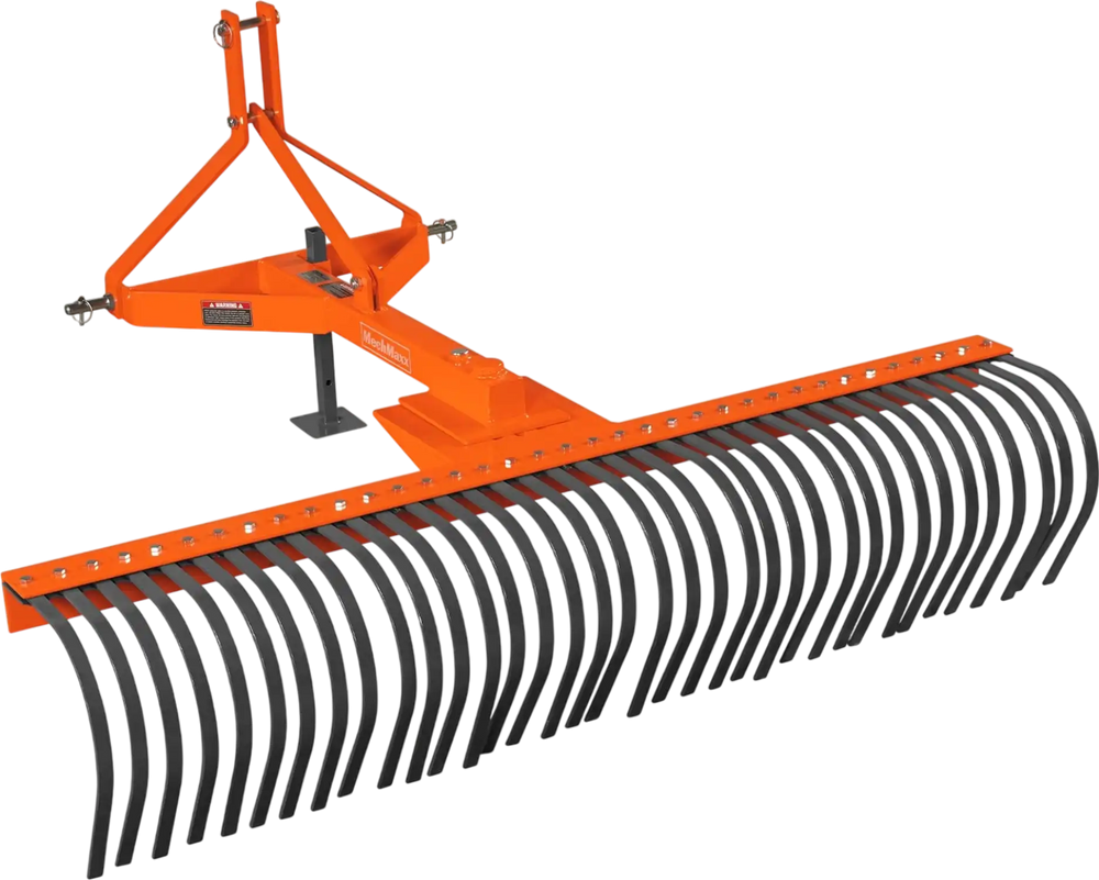 72" Landscape Rake with 36 Tines 3 Point Hitch Tractor Attachment,  LR72