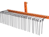 72" pine straw rake with 30 metal coil tines, designed for efficient debris collection on yards and farms.