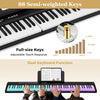 88-key foldable electric piano with semi-weighted keys, dual keyboard function, and portable design for easy storage.