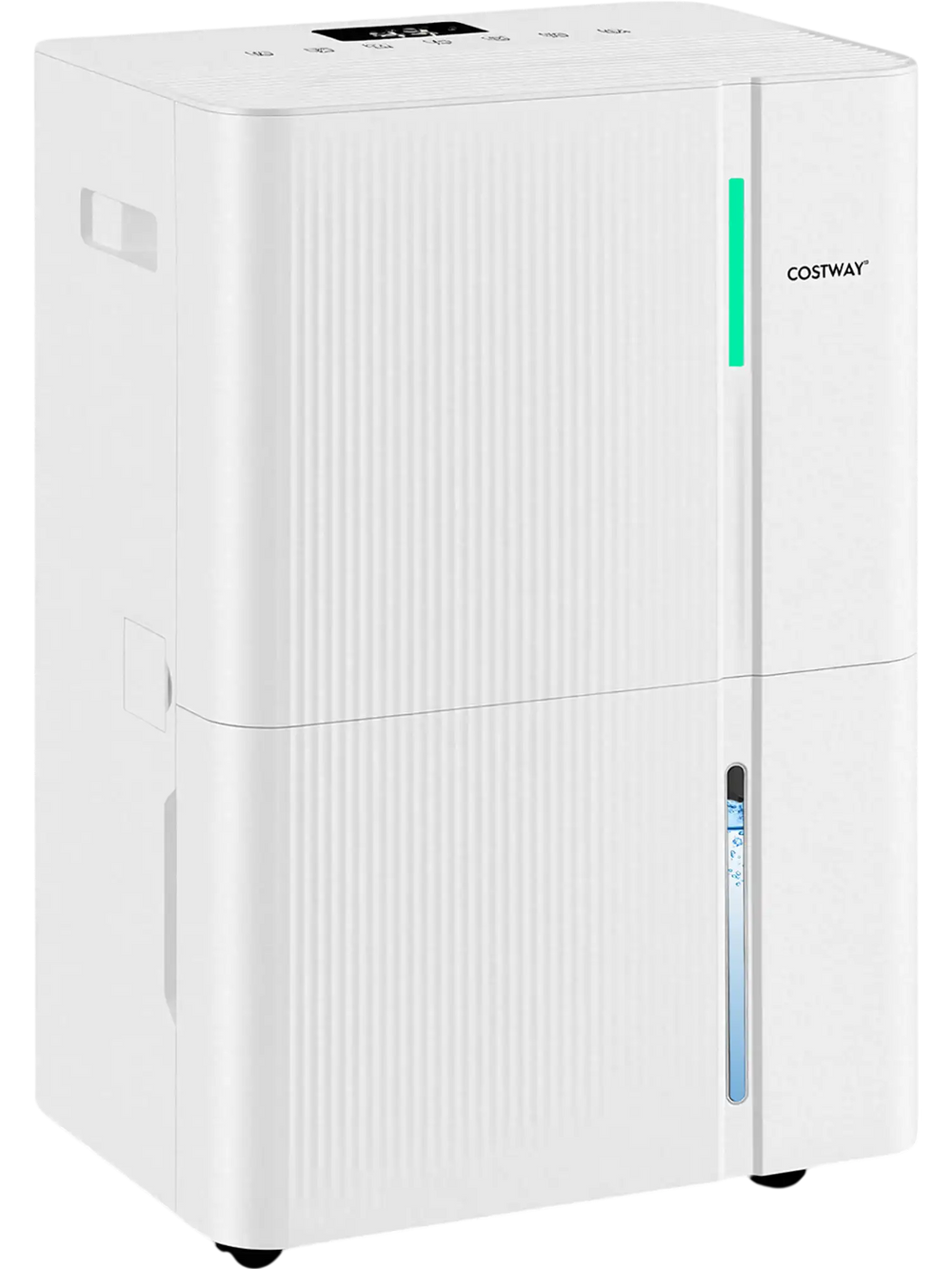 74-pint dehumidifier with LED display, 3 modes, and 4 wheels for easy mobility in large rooms up to 5500 sq. ft.