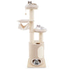 Tall wooden cat tower with 2-story condo, removable cushions, and sisal scratching posts for playful cats.