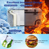 74 quart portable rolling cooler in gray with PU foam insulation, keeps cold for 152 hours, ideal for camping and picnics.