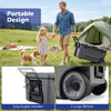 74 quart portable rolling cooler in gray with easy-to-grip handles and large wheels for convenient outdoor transport.