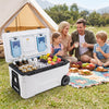 74 Quart Portable Rolling Cooler with Fish Ruler for Outdoor-White - Gallery View 1 of 10
