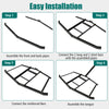 Driveway drag tow behind landscape leveling rake assembly steps, featuring reinforced bars and a durable black finish.