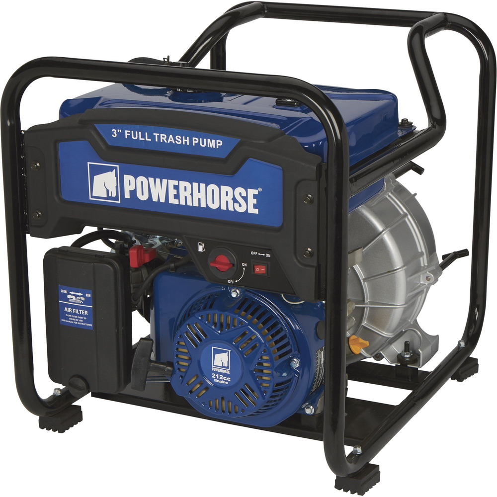 Powerhorse 750127 Full Trash 3" Water Pump Extended Run 197 GPM Solids Capacity 1 1/8" New