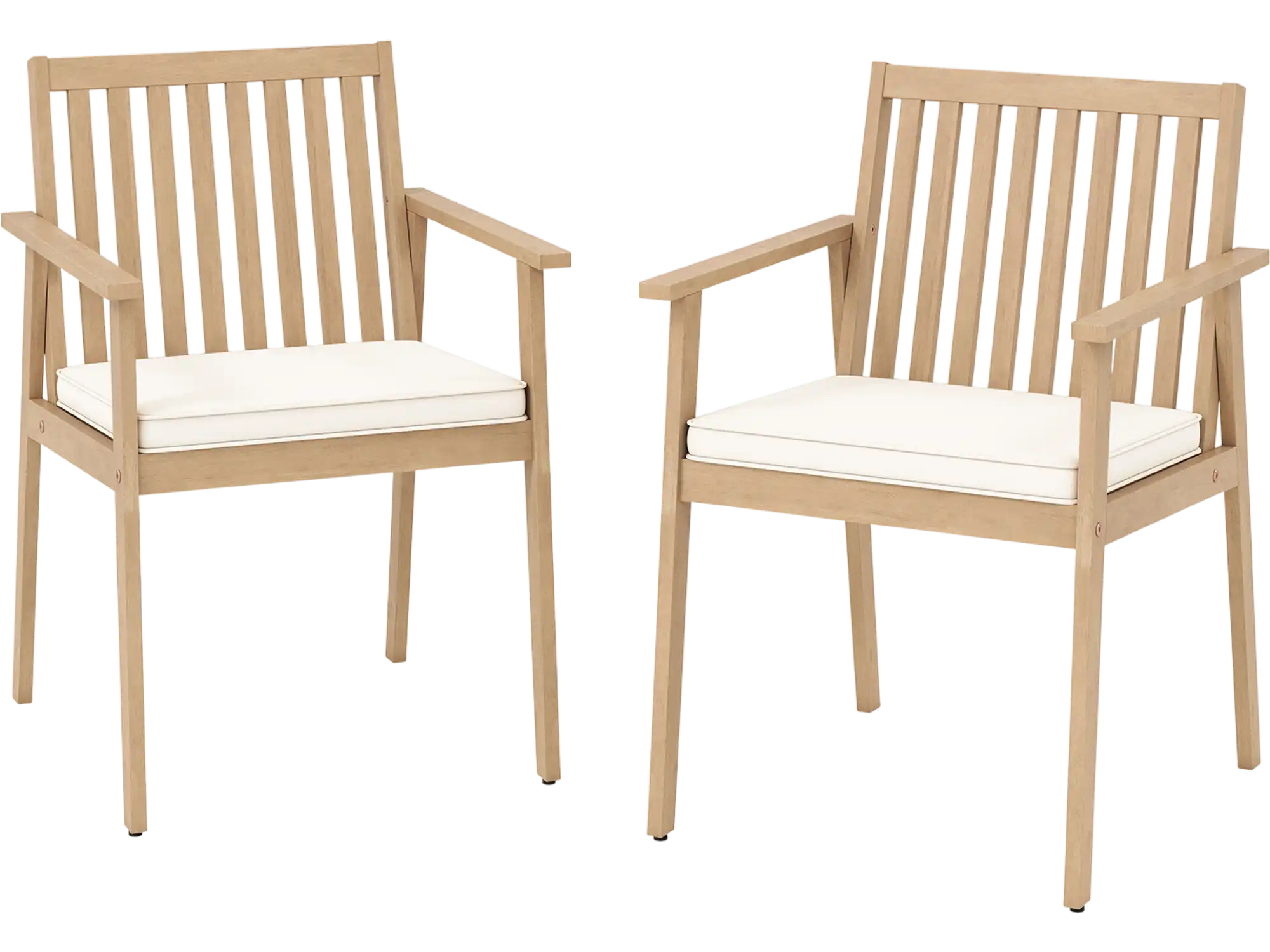 Costway 2-Pc Patio Dining Chairs Outdoor Acacia Wood w/ Removable Cushions 73385364 New
