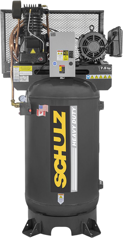 Schulz L-Series Air Compressor 7.5 HP 80 gal. 2-Stage 208-230V 3-Phase Vertical New