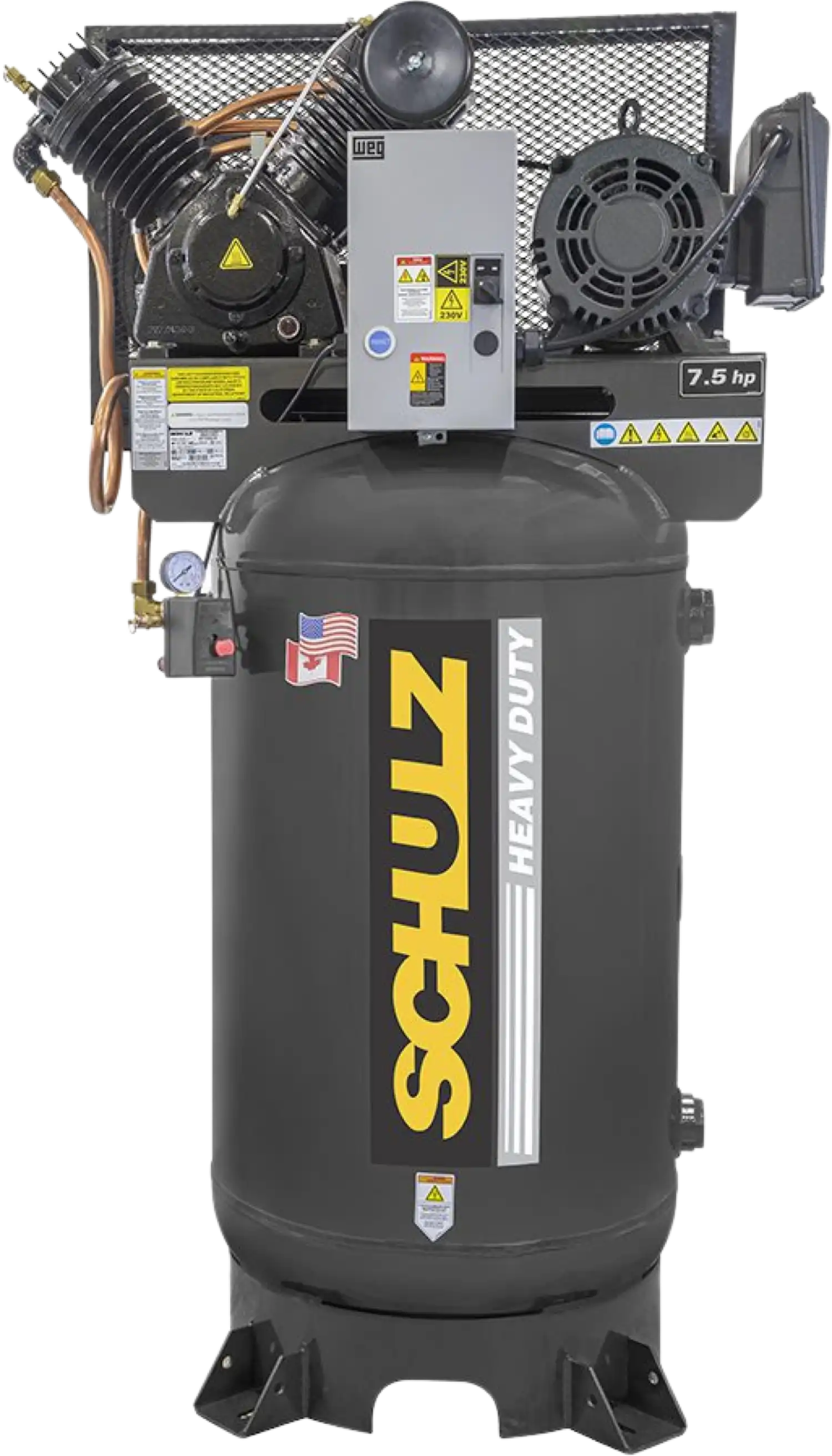 Schulz V-Series Air Compressor 7.5 HP 80 gal. 2-Stage 208-230V 3-Phase Vertical 7580VV30X-3 New