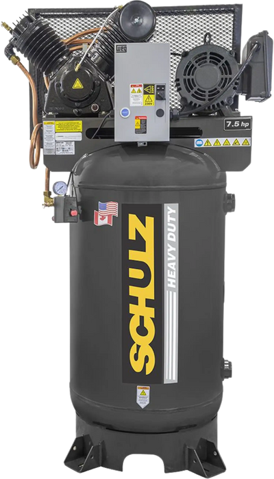 Schulz V-Series Air Compressor 7.5 HP 80 gal. 2-Stage 208-230V 3-Phase Vertical 7580VV30X-3 New