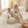 75.5 inch Folding Sofa Bed 2-in-1 Convertible Teddy Fleece Floor Loveseat with 2 Comfortable Pillows-Beige - Gallery View 1 of 10