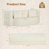 Beige 75.5-inch folding sofa bed with curved backrest, includes 2 pillows, ideal for versatile seating or sleeping.