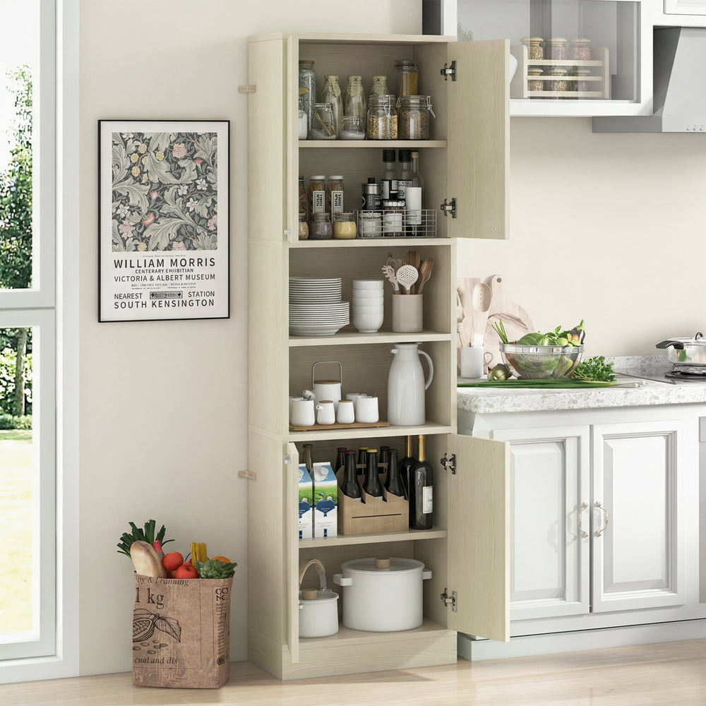 75 Inch Kitchen Pantry Cabinet Tall Cupboard with Doors and Shelves-Beige - Gallery View 1 of 10