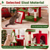 Multi-level 75-inch tall Christmas cat tree tower features two large condos, scratching ladder, and cozy plush fabric.
