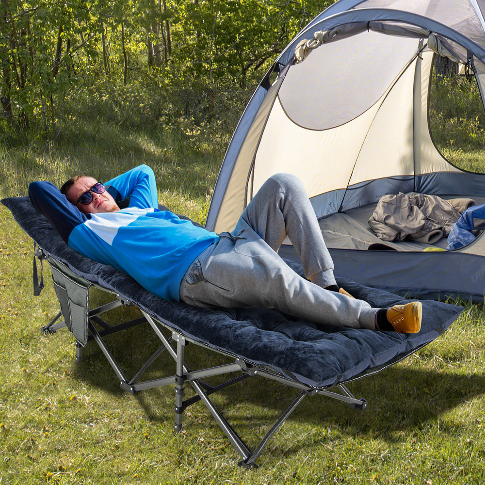 75 x 27.5 Inch Camping Cot Pads with Soft and Breathable Crystal Velvet-Navy - Gallery View 1 of 5