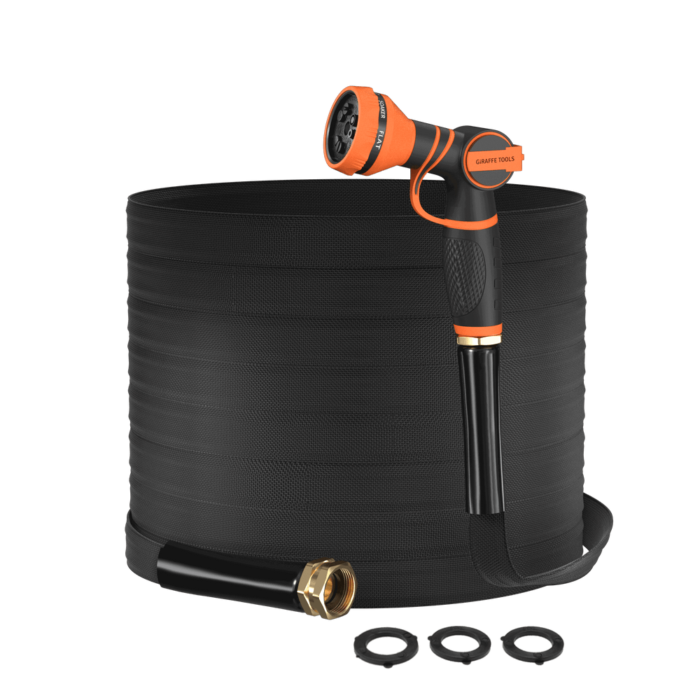 Giraffe Tools Lay Flat Water Hose - x 5/8” Black New
