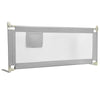 Gray 76.8-inch baby bed rail with double safety lock, breathable mesh, and height adjustment for secure sleep.