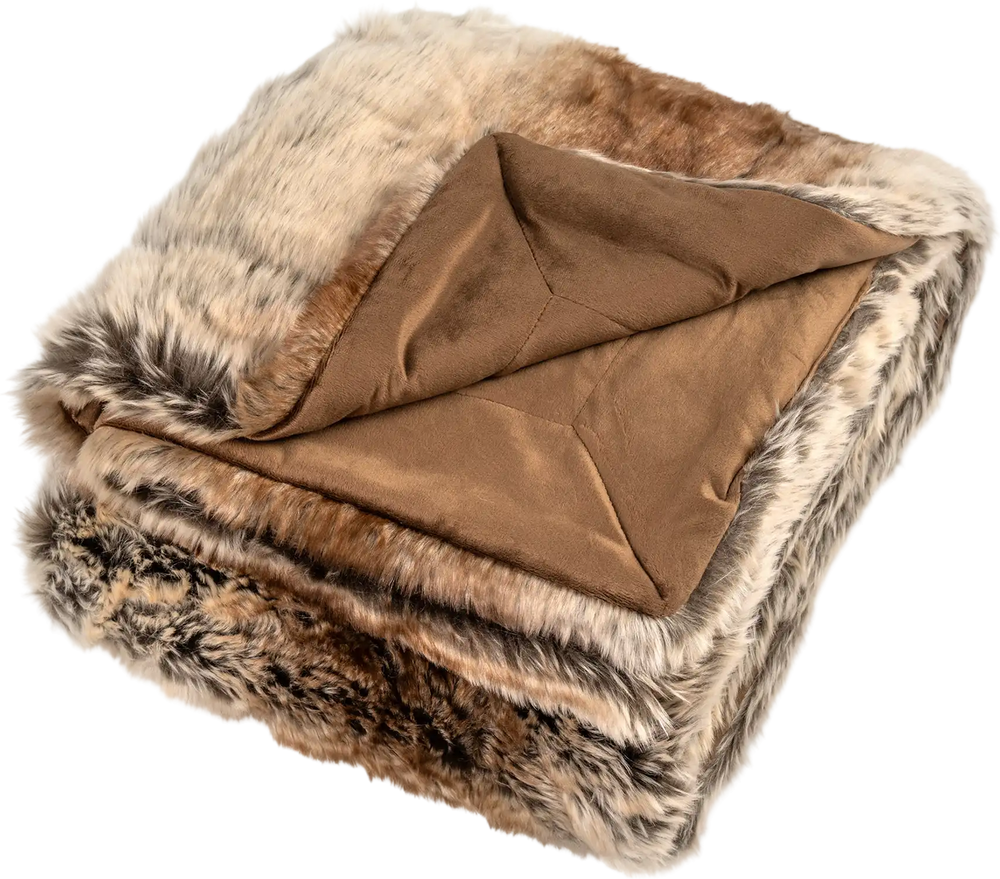 Soft plush fuzzy luxury faux raccoon fur blanket with double-sided design, ideal for sofas and armchairs.
