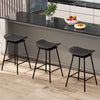 Set of 2 black swivel barstools with faux leather upholstery and footrest, ideal for kitchen islands and home bars.