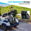 Lightweight gray golf cart bag with 14-way dividers, 6 pockets, and cooler pocket, designed for easy transport on golf.