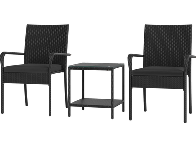 Costway 3-Piece Patio Furniture Set Seat Cushions Tempered Glass Table 48966544 New