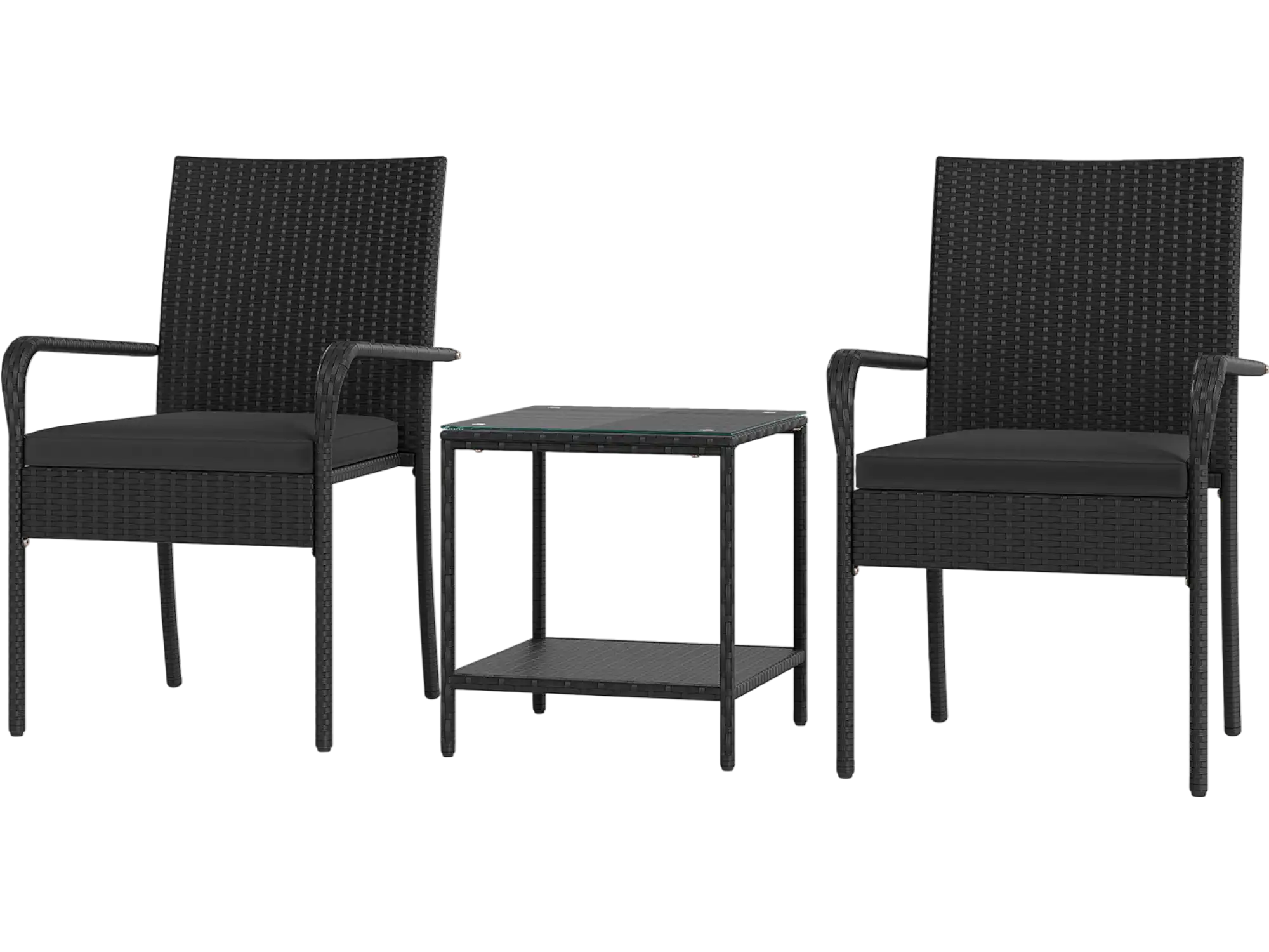 Costway 3-Piece Patio Furniture Set w/ Seat Cushions & Tempered Glass Table 48966544 New