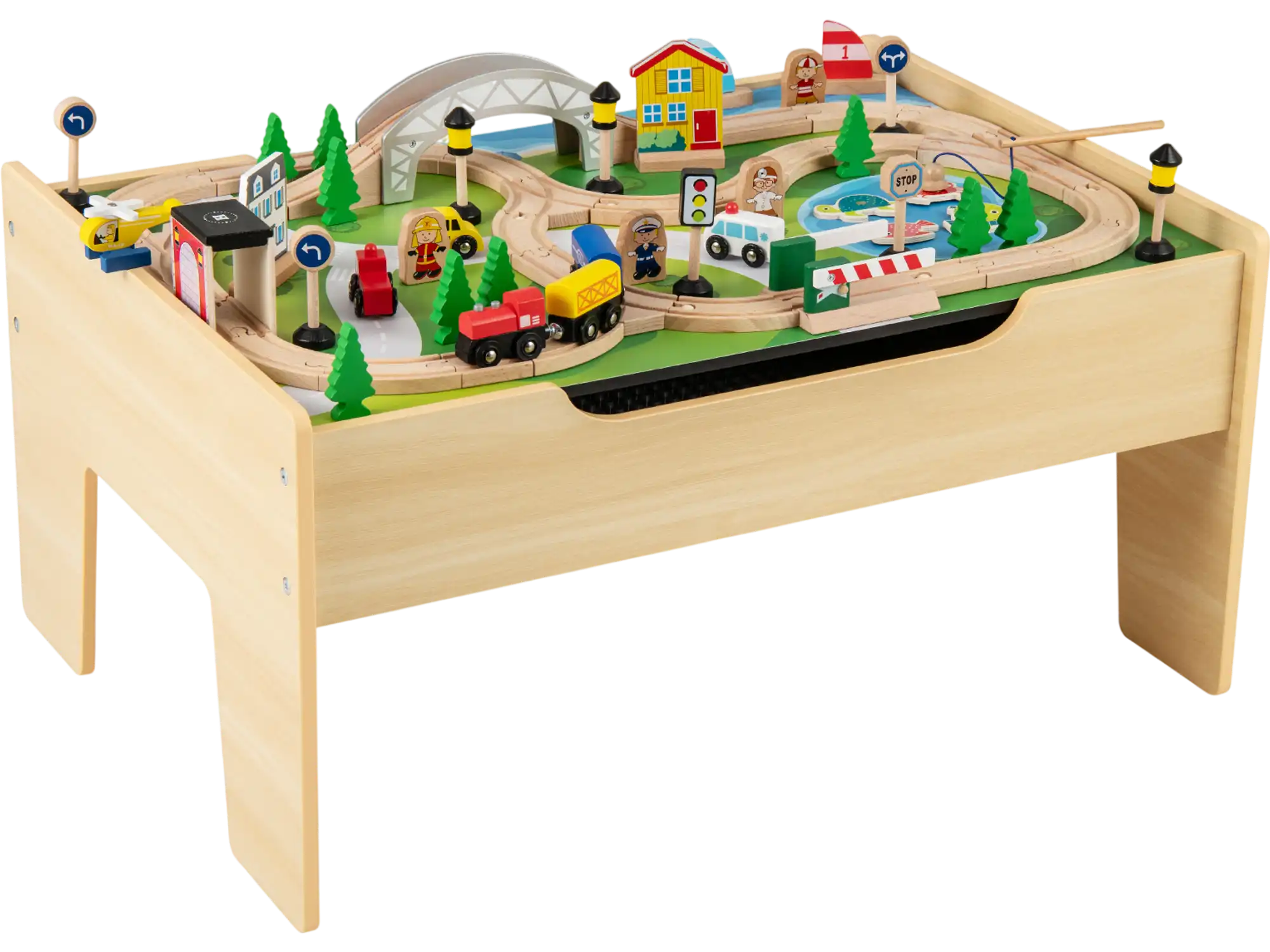 Costway 78-Pc Wooden Train Set Activity Railway Playset Kids 18M+ 453869721 New