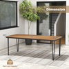 79-inch outdoor dining table with acacia wood top, metal legs, and 1.9-inch umbrella hole for 8-person gatherings.