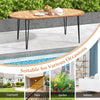 79-inch oval patio dining table with acacia wood top, accommodating 8 people, suitable for indoor and outdoor use.