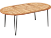 79 Inch Oval Patio Dining Table with Umbrella Hole and Acacia Wood Tabletop for 8 People