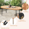 79-inch oval patio dining table with acacia wood top, sturdy metal legs, and umbrella hole, perfect for 8 people.