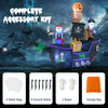 7 feet long Halloween inflatable pirate ship with LED lights, featuring vivid details and durable waterproof fabric.