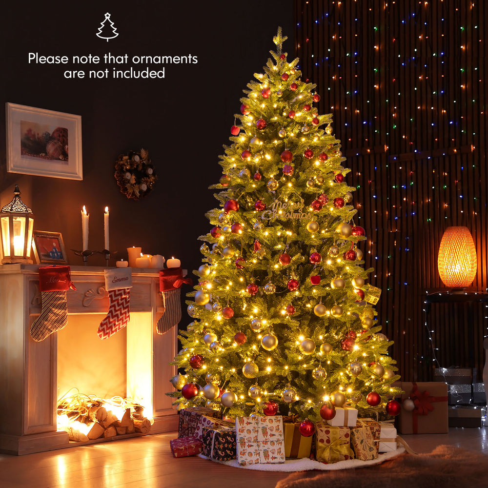 7 Feet Artificial Xmas Tree Hinged with 11 Lighting Modes and Remote Control-7 ft - Gallery View 1 of 10