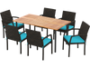 7 Pieces Outdoor Dining Set Acacia Wood Table with Umbrella Hole and Cushions