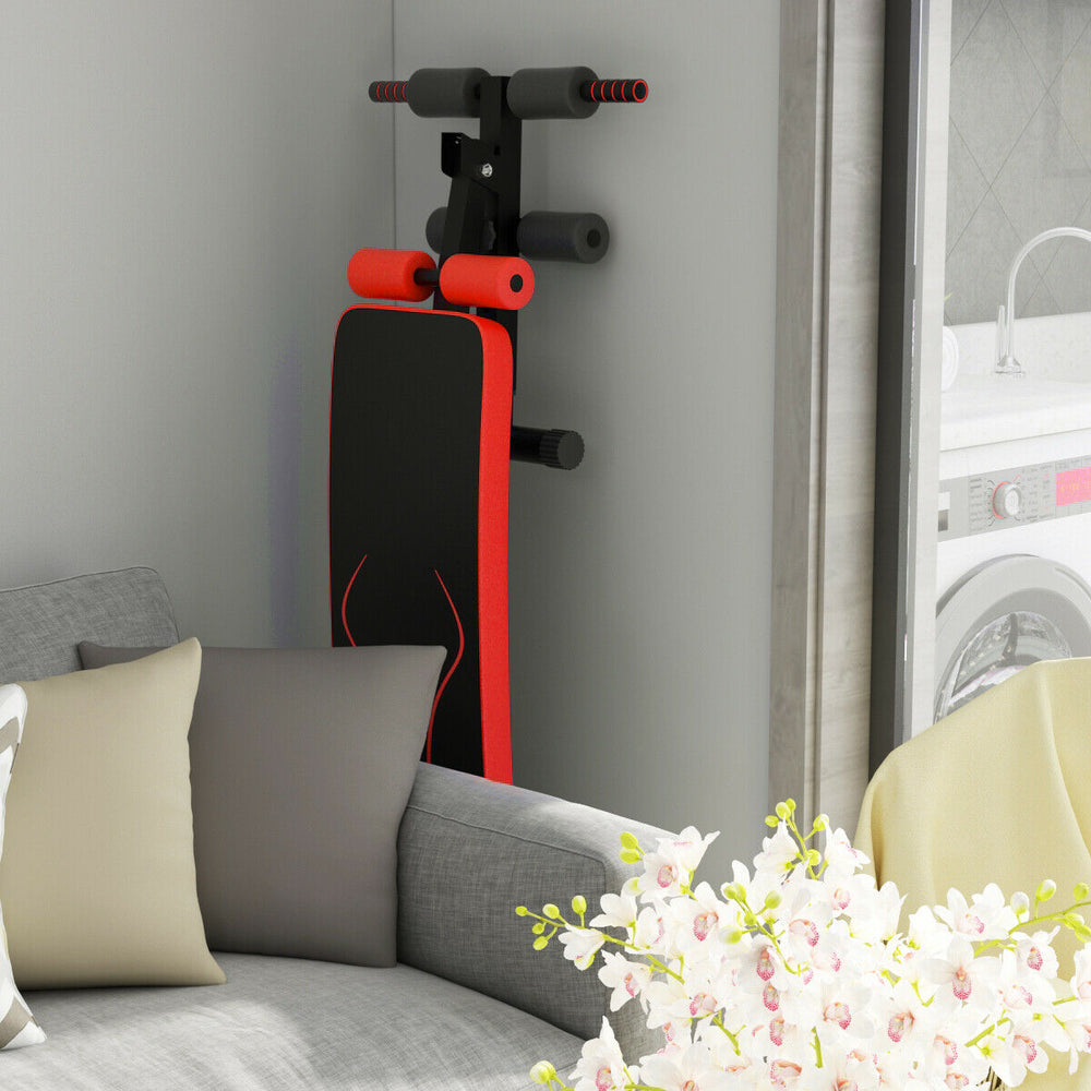Folding Weight Bench Adjustable Sit-up Board Workout Slant Bench-Red - Gallery View 1 of 10