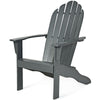Gray acacia wood Adirondack chair with ergonomic design and wide armrests, perfect for outdoor relaxation on patio or.