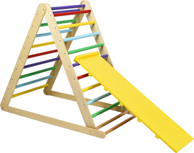 Costway Foldable Wooden Triangle Climber Reversible Ramp for Kids 30164859 New