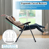 Adjustable backrest folding patio chair in black with steel frame and oxford fabric, ideal for outdoor relaxation.