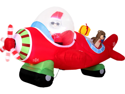 Costway 7.2' Christmas Inflatable Airplane w/ Gift Boxes & LED Lights 89634314 New