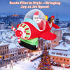 7.2 feet inflatable airplane with Santa, bear, and gift boxes, featuring LED lights for festive outdoor displays.