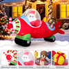 Christmas inflatable airplane featuring Santa Claus, bear, and gift boxes, made of weather-resistant fabric with LED.