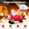 7.2 feet Christmas inflatable airplane featuring Santa, a bear, and gift boxes, made of weather-resistant polyester.
